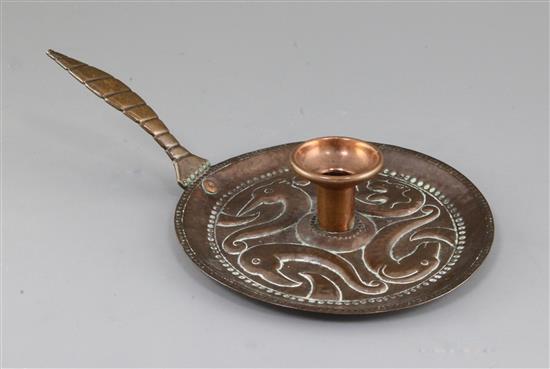 John Pearson. A Newlyn copper chamberstick, c.1899, diameter 8ins